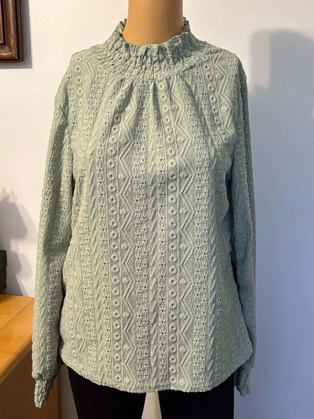 SHEIN Sage Green Textured Mock Neck Sweater